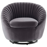 Whirr Tufted Performance Velvet Swivel Chair - Art Deco Style & 360-Degree Functionality