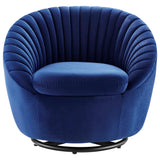 Whirr Tufted Performance Velvet Swivel Chair - Art Deco Style & 360-Degree Functionality