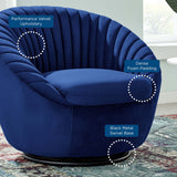 Whirr Tufted Performance Velvet Swivel Chair - Art Deco Style & 360-Degree Functionality