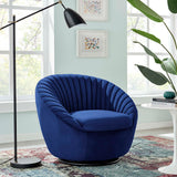 Whirr Tufted Performance Velvet Swivel Chair - Art Deco Style & 360-Degree Functionality