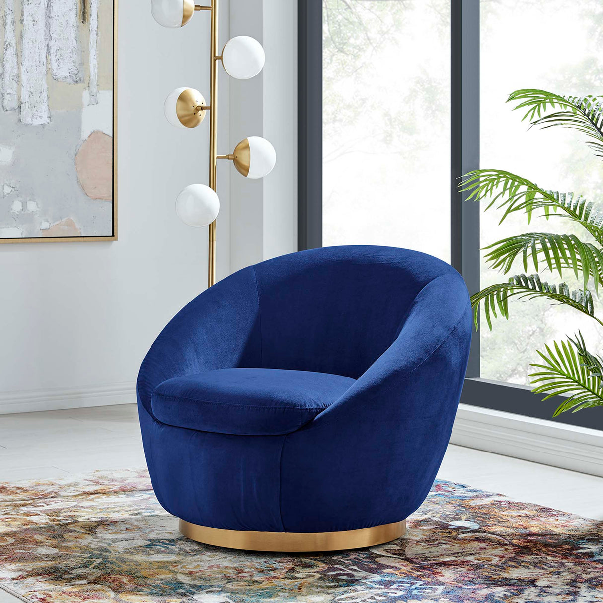 Buttercup Performance Velvet Swivel Chair - Modern Glam & Stain-Resistant