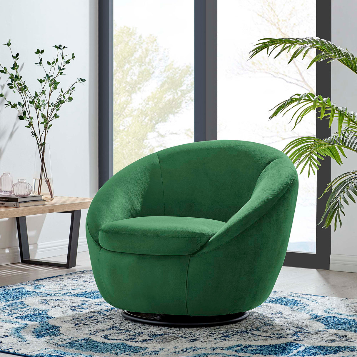 Buttercup Performance Velvet Swivel Chair - Modern Glam & Stain-Resistant