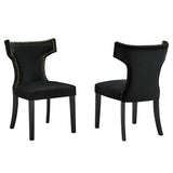 Curve Performance Velvet Dining Chairs - Set of 2 - Mid-Century Modern & Stain-Resistant