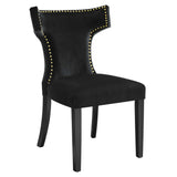 Curve Performance Velvet Dining Chairs - Set of 2 - Mid-Century Modern & Stain-Resistant