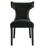 Curve Performance Velvet Dining Chairs - Set of 2 - Mid-Century Modern & Stain-Resistant