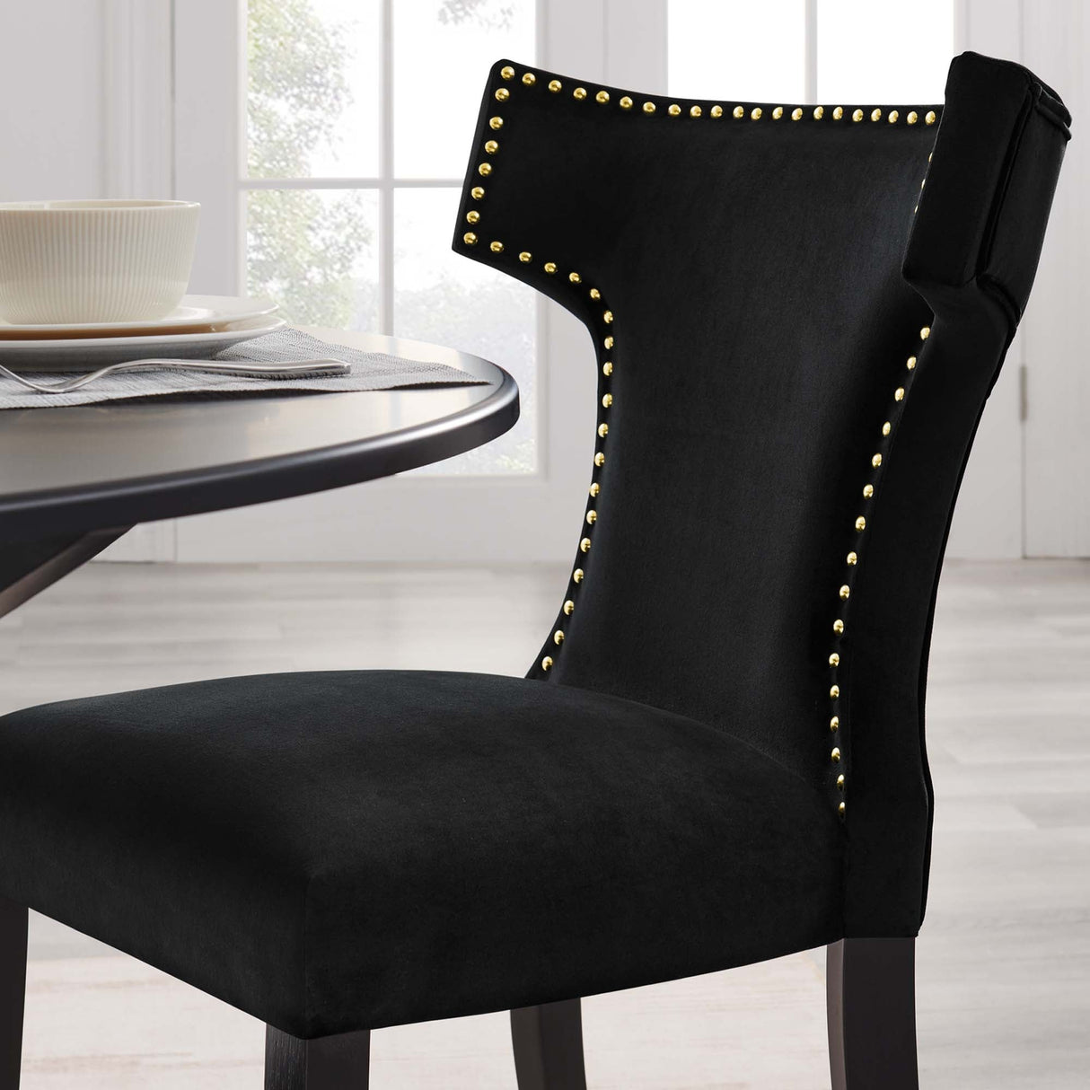 Curve Performance Velvet Dining Chairs - Set of 2 - Mid-Century Modern & Stain-Resistant