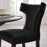 Curve Performance Velvet Dining Chairs - Set of 2 - Mid-Century Modern & Stain-Resistant