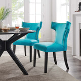 Curve Performance Velvet Dining Chairs - Set of 2 - Mid-Century Modern & Stain-Resistant