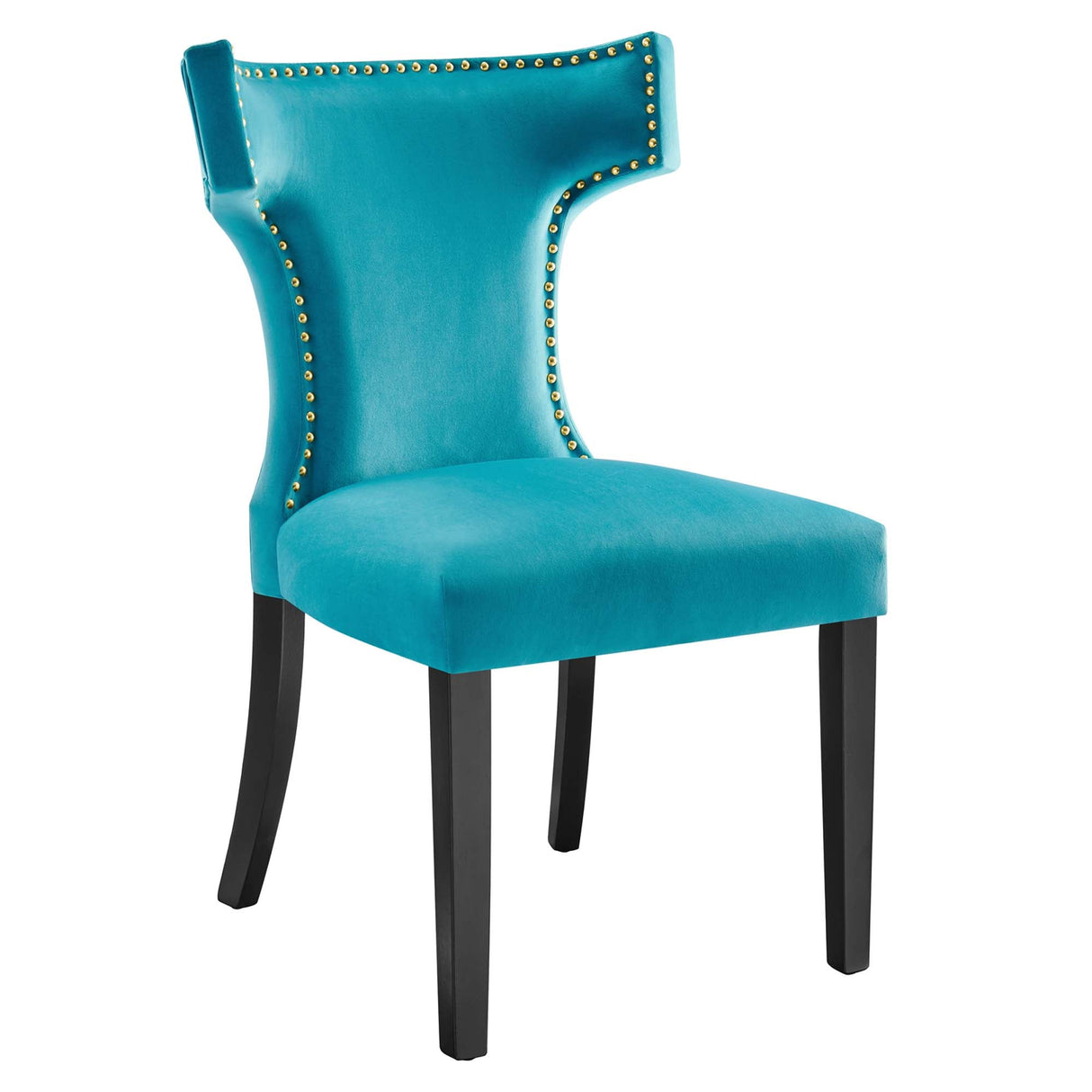 Curve Performance Velvet Dining Chairs - Set of 2 - Mid-Century Modern & Stain-Resistant