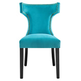 Curve Performance Velvet Dining Chairs - Set of 2 - Mid-Century Modern & Stain-Resistant