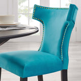 Curve Performance Velvet Dining Chairs - Set of 2 - Mid-Century Modern & Stain-Resistant