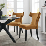 Curve Performance Velvet Dining Chairs - Set of 2 - Mid-Century Modern & Stain-Resistant
