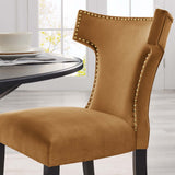 Curve Performance Velvet Dining Chairs - Set of 2 - Mid-Century Modern & Stain-Resistant
