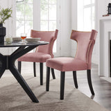 Curve Performance Velvet Dining Chairs - Set of 2 - Mid-Century Modern & Stain-Resistant