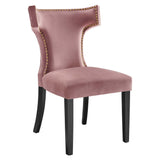 Curve Performance Velvet Dining Chairs - Set of 2 - Mid-Century Modern & Stain-Resistant