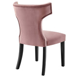 Curve Performance Velvet Dining Chairs - Set of 2 - Mid-Century Modern & Stain-Resistant