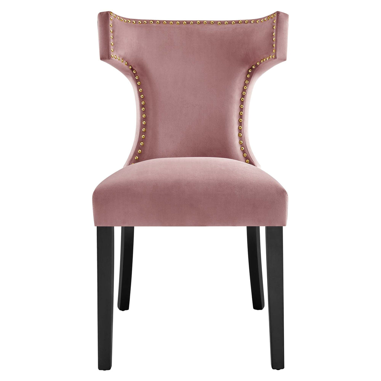 Curve Performance Velvet Dining Chairs - Set of 2 - Mid-Century Modern & Stain-Resistant