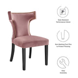 Curve Performance Velvet Dining Chairs - Set of 2 - Mid-Century Modern & Stain-Resistant