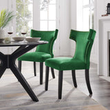 Curve Performance Velvet Dining Chairs - Set of 2 - Mid-Century Modern & Stain-Resistant