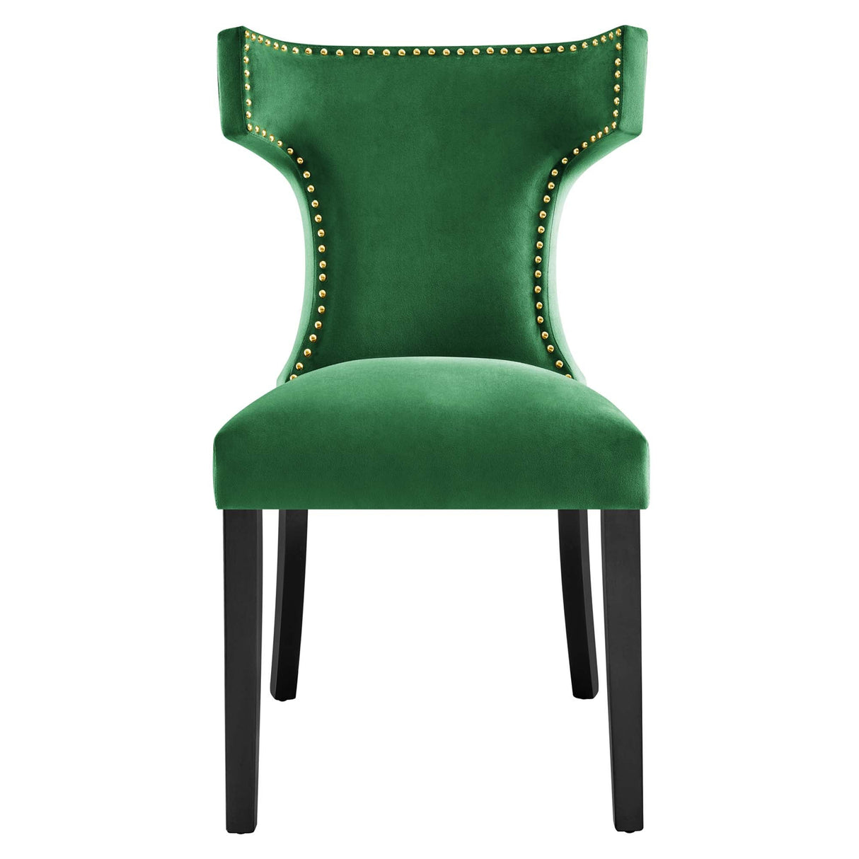 Curve Performance Velvet Dining Chairs - Set of 2 - Mid-Century Modern & Stain-Resistant