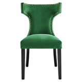 Curve Performance Velvet Dining Chairs - Set of 2 - Mid-Century Modern & Stain-Resistant