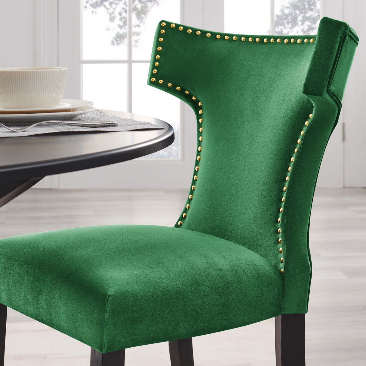 Curve Performance Velvet Dining Chairs - Set of 2 - Mid-Century Modern & Stain-Resistant