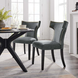 Curve Performance Velvet Dining Chairs - Set of 2 - Mid-Century Modern & Stain-Resistant