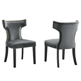 Curve Performance Velvet Dining Chairs - Set of 2 - Mid-Century Modern & Stain-Resistant