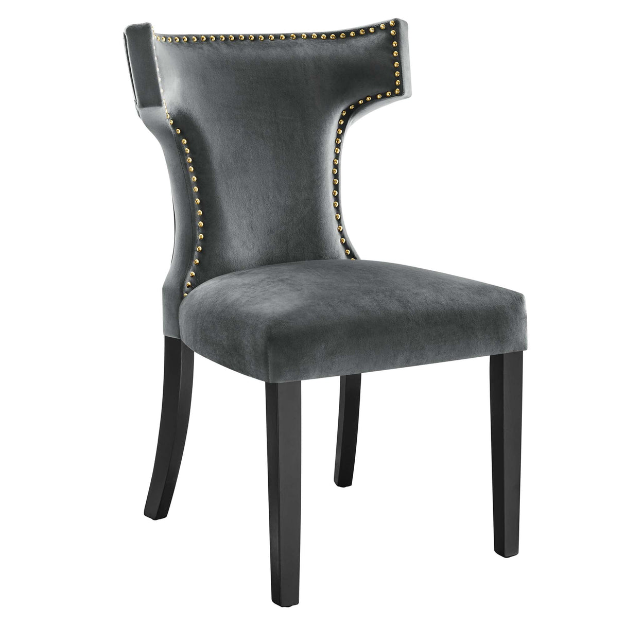 Curve Performance Velvet Dining Chairs - Set of 2 - Mid-Century Modern & Stain-Resistant