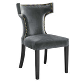 Curve Performance Velvet Dining Chairs - Set of 2 - Mid-Century Modern & Stain-Resistant
