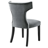 Curve Performance Velvet Dining Chairs - Set of 2 - Mid-Century Modern & Stain-Resistant