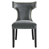 Curve Performance Velvet Dining Chairs - Set of 2 - Mid-Century Modern & Stain-Resistant