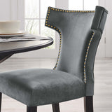 Curve Performance Velvet Dining Chairs - Set of 2 - Mid-Century Modern & Stain-Resistant