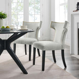 Curve Performance Velvet Dining Chairs - Set of 2 - Mid-Century Modern & Stain-Resistant