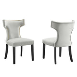 Curve Performance Velvet Dining Chairs - Set of 2 - Mid-Century Modern & Stain-Resistant