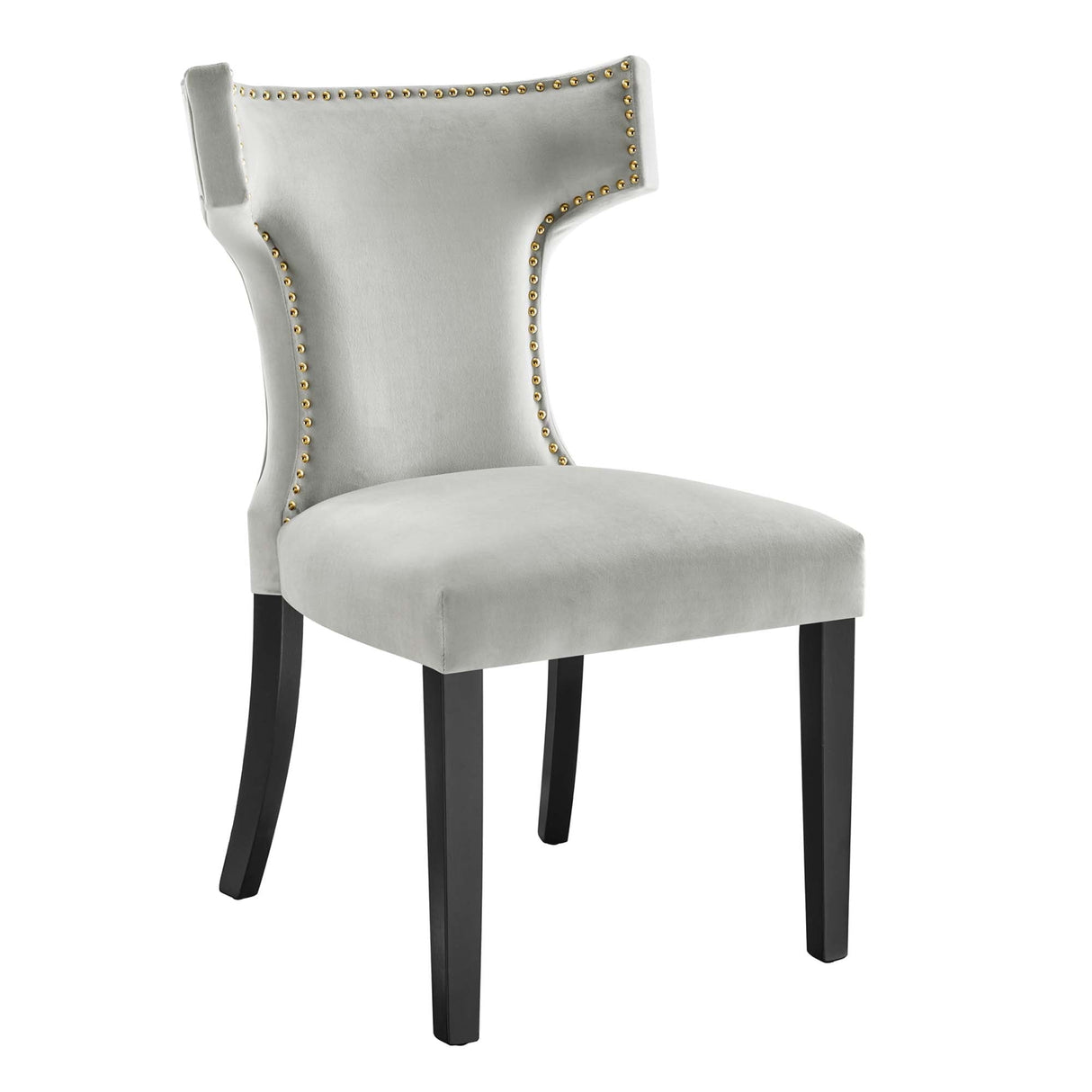 Curve Performance Velvet Dining Chairs - Set of 2 - Mid-Century Modern & Stain-Resistant
