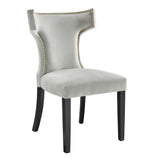 Curve Performance Velvet Dining Chairs - Set of 2 - Mid-Century Modern & Stain-Resistant