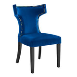 Curve Performance Velvet Dining Chairs - Set of 2 - Mid-Century Modern & Stain-Resistant