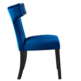 Curve Performance Velvet Dining Chairs - Set of 2 - Mid-Century Modern & Stain-Resistant