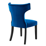 Curve Performance Velvet Dining Chairs - Set of 2 - Mid-Century Modern & Stain-Resistant