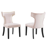 Curve Performance Velvet Dining Chairs - Set of 2 - Mid-Century Modern & Stain-Resistant