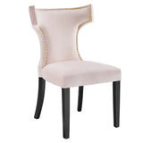 Curve Performance Velvet Dining Chairs - Set of 2 - Mid-Century Modern & Stain-Resistant