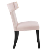 Curve Performance Velvet Dining Chairs - Set of 2 - Mid-Century Modern & Stain-Resistant