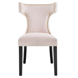 Curve Performance Velvet Dining Chairs - Set of 2 - Mid-Century Modern & Stain-Resistant
