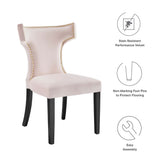 Curve Performance Velvet Dining Chairs - Set of 2 - Mid-Century Modern & Stain-Resistant