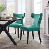 Curve Performance Velvet Dining Chairs - Set of 2 - Mid-Century Modern & Stain-Resistant