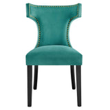 Curve Performance Velvet Dining Chairs - Set of 2 - Mid-Century Modern & Stain-Resistant