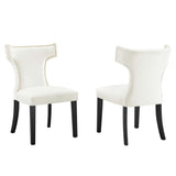 Curve Performance Velvet Dining Chairs - Set of 2 - Mid-Century Modern & Stain-Resistant