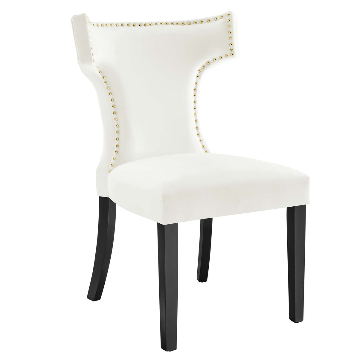 Curve Performance Velvet Dining Chairs - Set of 2 - Mid-Century Modern & Stain-Resistant