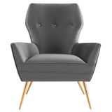 Renata Button Tufted Performance Velvet Armchair - Mid-Century Modern & Stain-Resistant